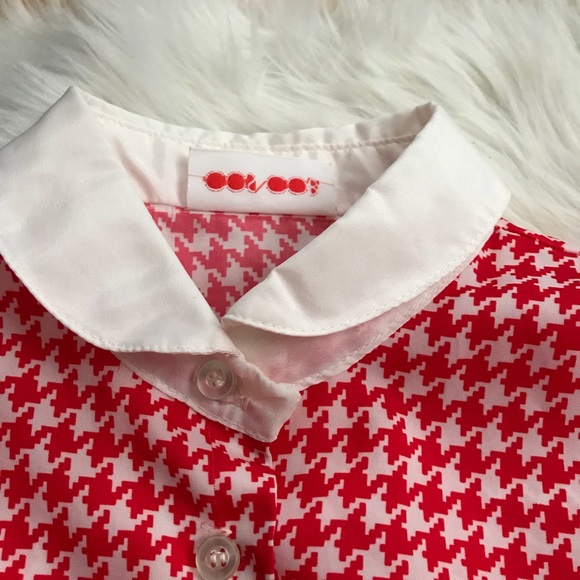 Vintage Red White Houndstooth Button Down Shirt - Picture 7 of 8